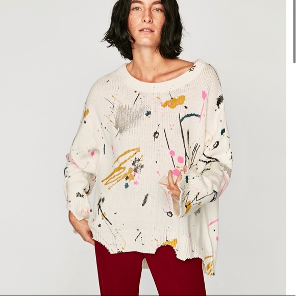 Zara | Sweaters | Zara Knit Mixed Paint 